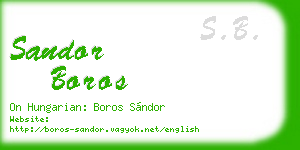 sandor boros business card